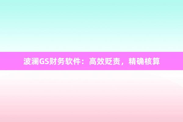 波澜GS财务软件：高效贬责，精确核算